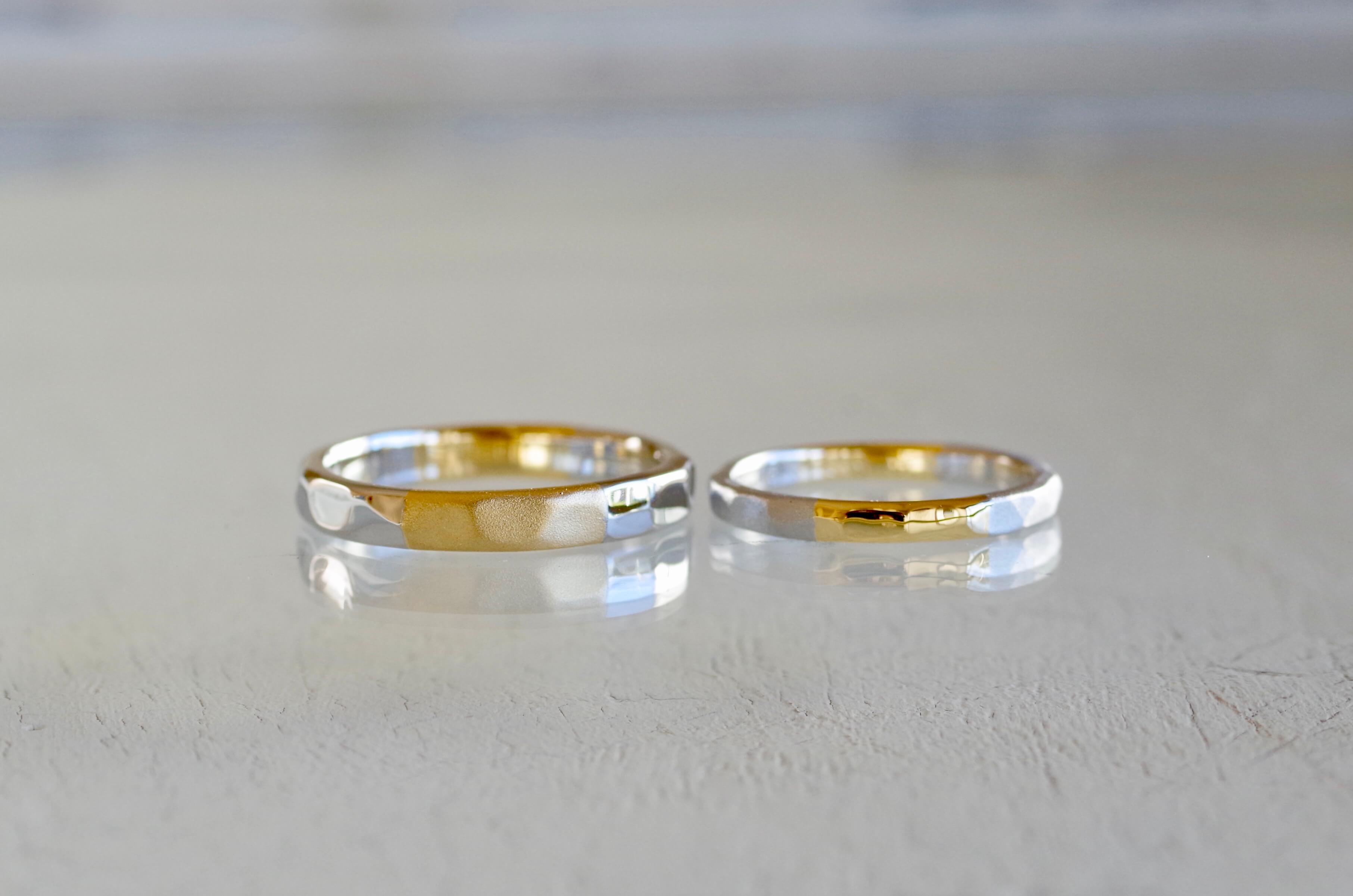交互に違う金属を使ったフルオーダーの結婚指輪