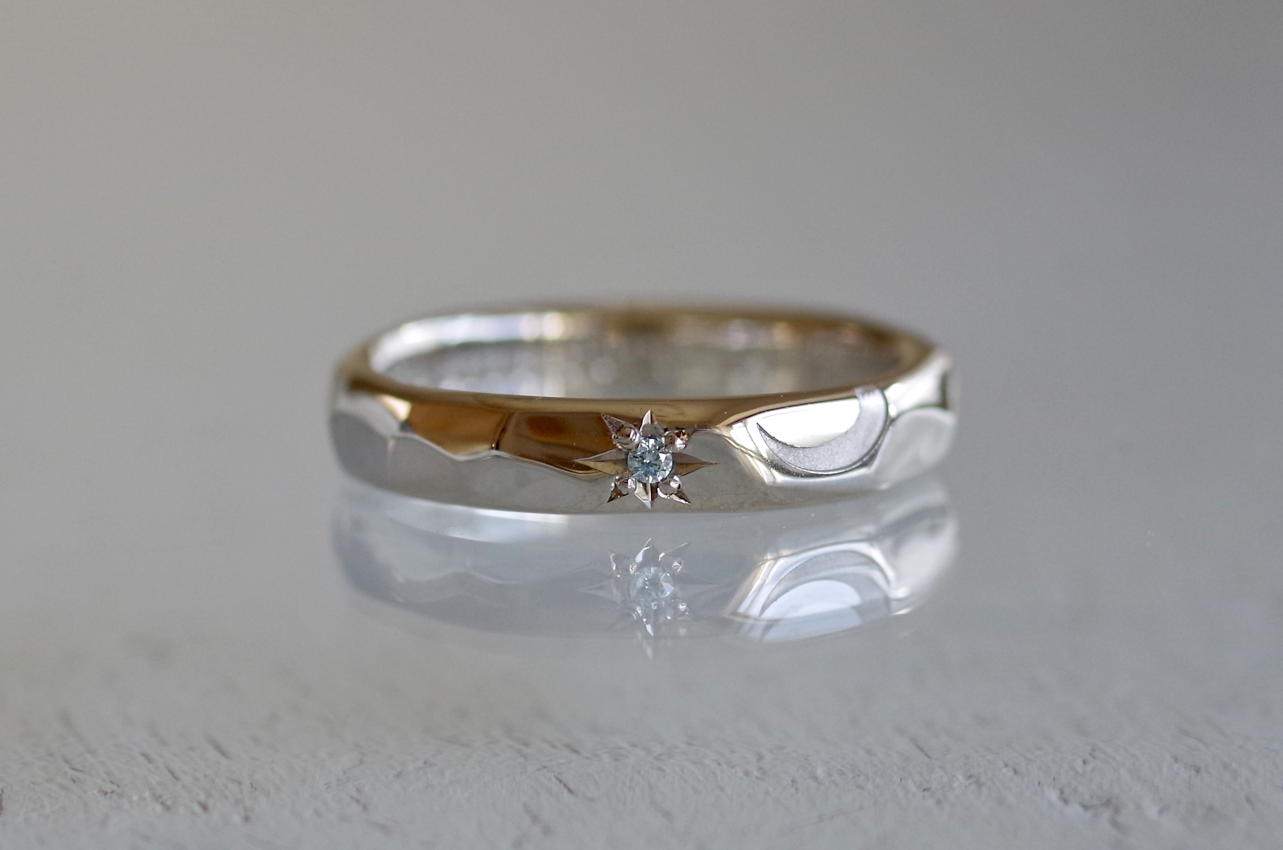 結婚指輪　オーダーメイド　月と太陽