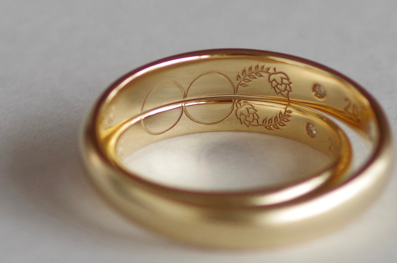 結婚指輪　オーダーメイド　レーザー彫り