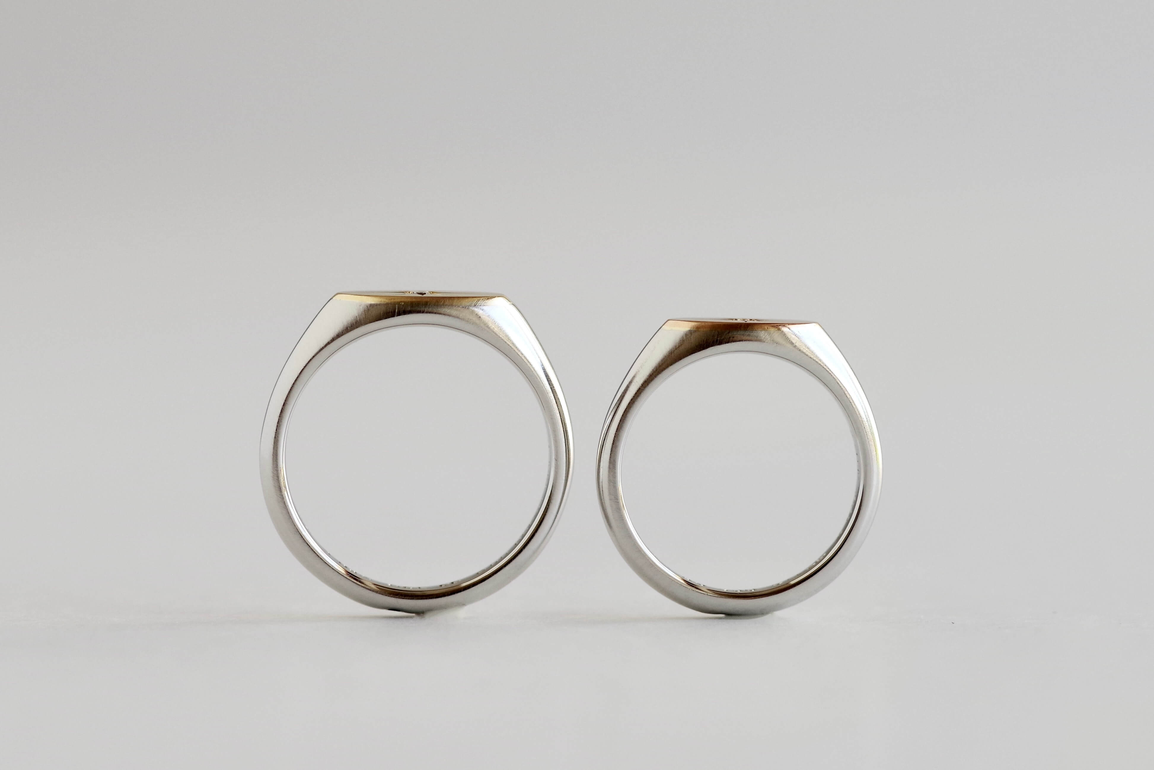 結婚指輪　オーダーメイド ２色の印台