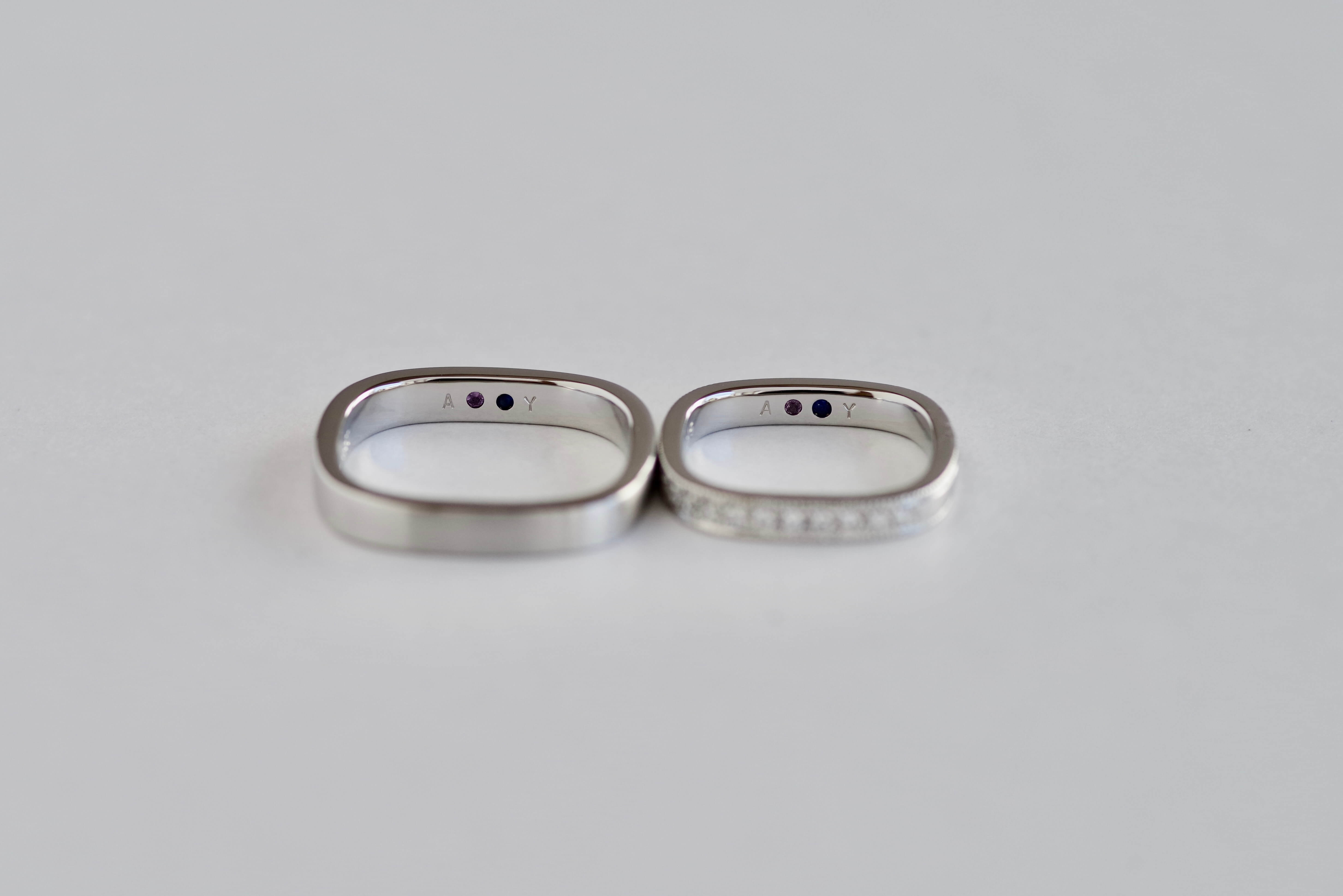 結婚指輪　オーダーメイド　丸い四角