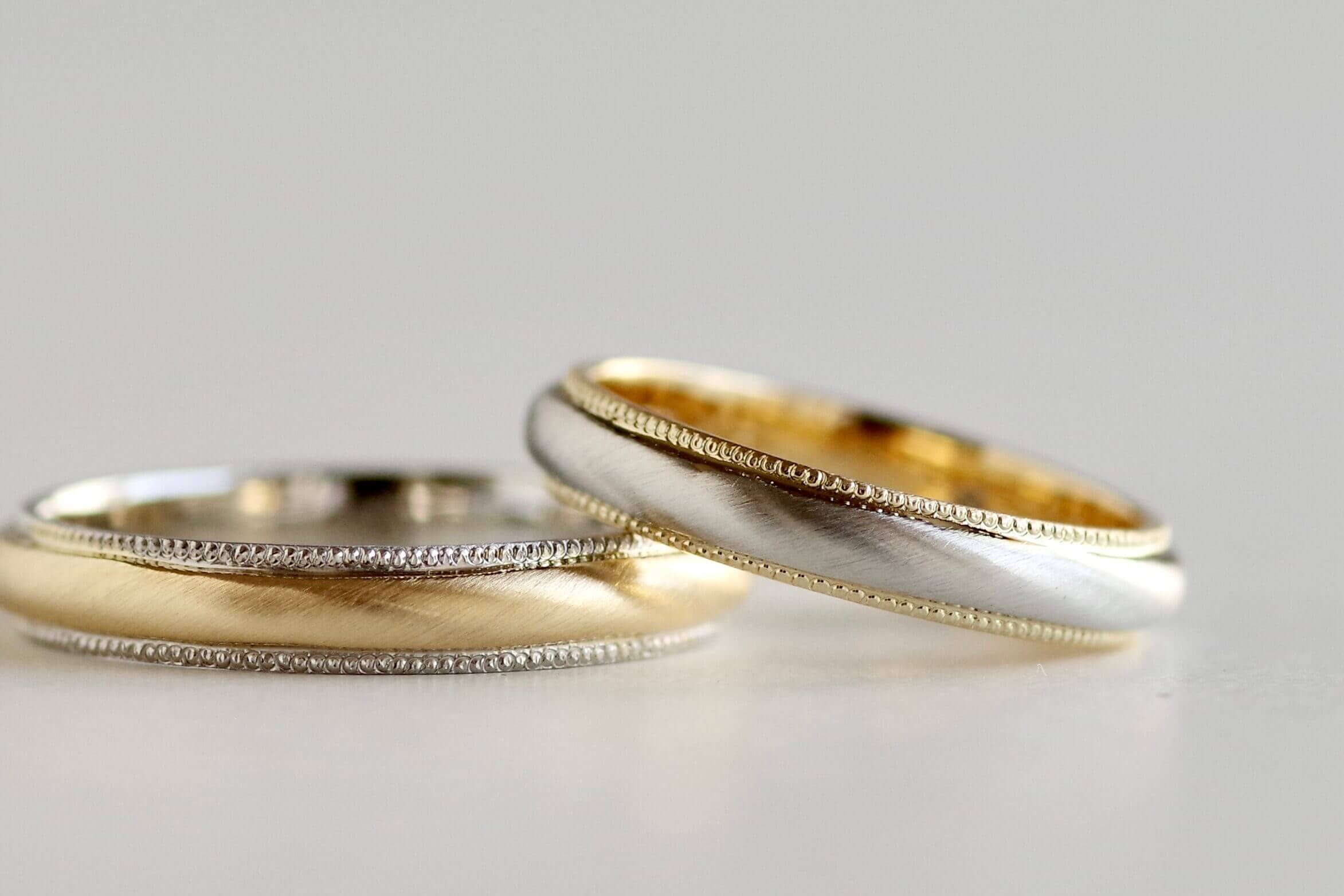 結婚指輪のオーダーメイド　表面加工　ヘアライン　
