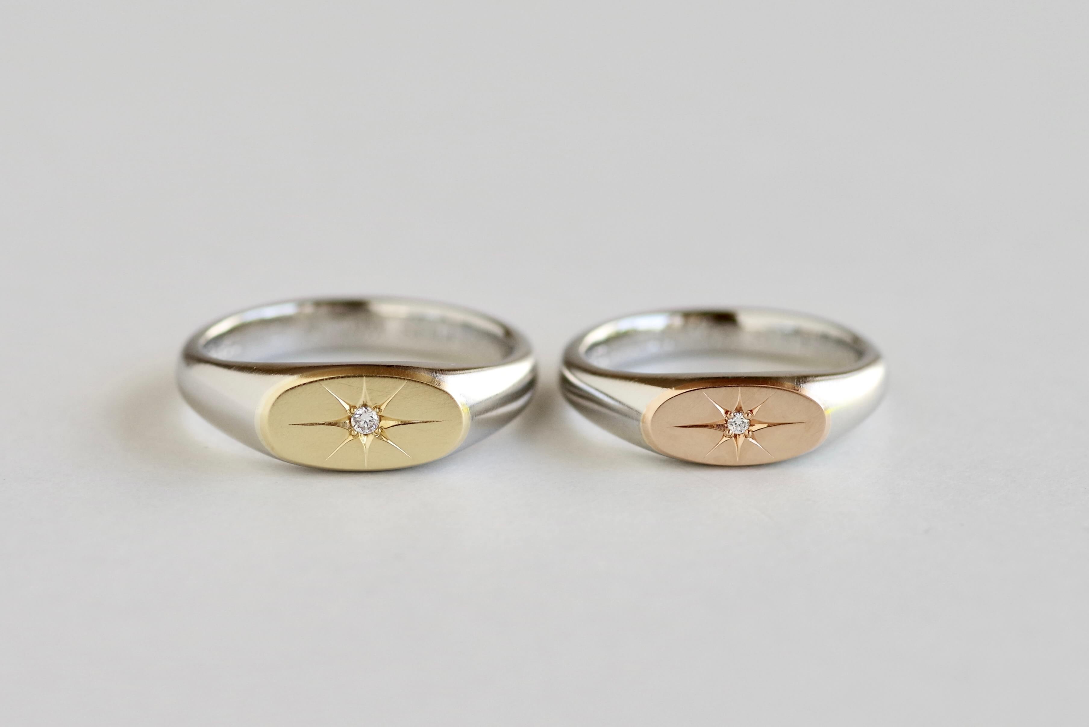 結婚指輪のオーダーメイド　シグネットリングの結婚指輪