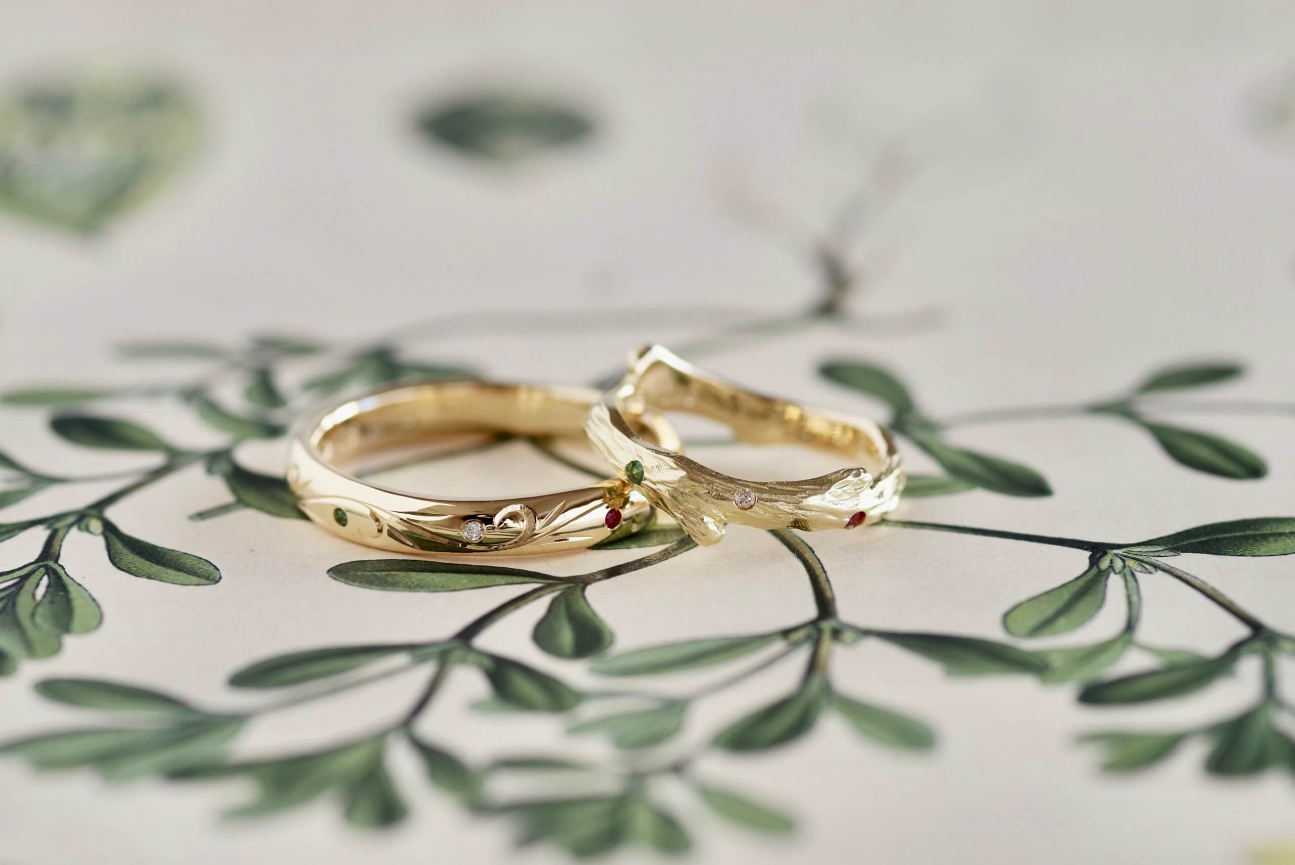 結婚指輪　オーダーメイド　植物